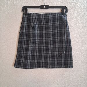 Vintage Wool Blend Wrap Plaid Mini Skirt Junior Sz 7 Dark Academia Twee Clueless